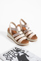 Senvia Women's Elastic Light Sole Genuine Leather Sandals Beige - 3