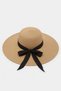 Women's Camel Straw Black Bow Detailed Beach Hat |   Wide Brim Sun Protection Summer Fedora