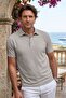 Men's Shirt Collar Cotton Mercerized Self-Patterned Jacquard Classic Fit Stone T-Shirt - 5108