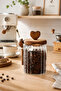 Acacia Lid Glass Jar 570 ml with Spoon |   Airtight Spice Container Tea Coffee Sugar Storage Container