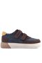 Genuine Leather Brown Dark Blue Double Velcro Kids Sneaker Sports Shoes - 3