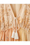 Women's Authentic Lace Detailed V-Neck Chiffon Long Bohemian Dress - 4