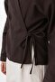 Brown Tie Kimono Women's Shirt - 3