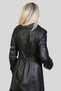 Lara Genuine Leather Women's Black Trench Coat – Belted Double-Breasted Stylish Leather Coat - 4