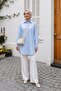 Oval Cut Long Shirt with Hidden Buttons - Baby Blue - 6