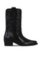 Black Leather Women's Heeled Boots 39Wc9423