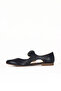 Navy Blue Leather Women's Flat Shoes 01We2900 - 3