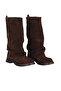 Brown Suede Women's Flat Boots 30Wc25570 - 2