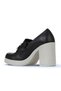 Black Gray Leather Women's Heeled Shoes 01Wz3201 - 4