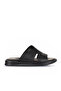 Black Leather Men's Flat Slippers 25Mt2488
