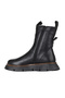Black Leather Women's Wedge Heel Piece Boots 01Wz1504 - 4
