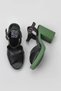 Black Dark Green Leather Women's Heeled Sandals 01Wy12301