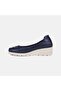 Women's Navy Blue Desacomfort Bowknot Wedge Heeled Leather Ballerinas - 3