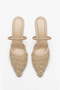 Calista Women's Mesh Lace Beige Embroidery and Bead Detailed Heeled Shoes 9cm - 3