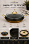 Caldora 28 cm Flat Granite Casserole Pot with Gold Handle and Glass Lid, Non-Stick - 2