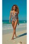 Chest Decollete Detailed Corset Swimsuit Patterned 241126-D
