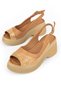 , Women's Genuine Leather Wedge Heel Sandals 161992Z64024 Tan - 7