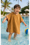 Cotton Soft Hooded Towel Poncho for Girls and Boys for Sea, Beach, Pool, Bath / Mustard Yellow
