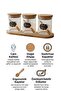 3-Piece Borosilicate Glass Spice Jar Set - Stand Kitchen Organizer with Natural Bamboo Wooden Lid and Spoon - 6