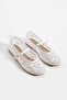 Madrid White Beaded Embroidered Summer Bridal Shoes Women's Mesh Ballet Flats - 5