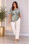 Women's Plus Size Multi-Colored Patterned V-Neck Comfortable Stylish Cut Blouse - 2