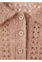 Openwork Knitted Polo Collar Sweater - 8