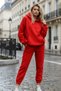 Women's Cotton Relaxed Fit Kangaroo Pocket Hooded Tracksuit Set - Hiking