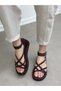 Brown Suede (Lory) Women's Sandals with Front Cross Detail and Ankle Buckle