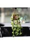 Cute Crochet Orchid Car Mirror Hanging Ornament, Green Rearview Decor for Women & Teens - 3