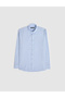 Light Blue Linen Blend Regular Fit Long Sleeve Shirt 50320941-Vr003 - 6