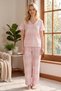 Bürümcük Knitted Short Sleeve Women's V-Neck Pajama Set - 2