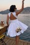 Sirt Dekolteli̇ Front Gold Buttoned Poplin Fabric Balloon Mini Dress White - 4
