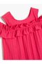Midi Dress Sleeveless Ruffles Round Neck Textured - 3