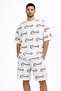Men's Oversized Front and Back Printed T-Shirt Shorts Set Comfortable Fit Summer Casual Combination - White - 4