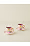 Rosalie New Bone China 4 Piece 2 Person Coffee Cup Set 100 ml Colorful - 3