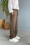 Modal Fabric Lace-Up Baggy Trousers Khaki - 3