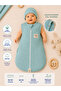 Green Unisex Baby Sleeping Bag 100% Cotton Swaddle 0-6 Months Zippered Snap Sleeves Seasonal Newborn - 4