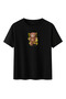 Black Color Oversize Teddy Bear Printed Women's T-Shirt - 2