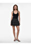 Slim Fit Belted Layered Voluminous Ruffled Polka Dot Tulle Mini Skirt