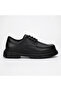 Men's Matte Black Laced Thick Soled Classic Shoes with 5 cm Heel - 2