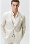 Bej Slim Fit Keten Takım