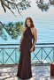 Halter Neck Maxi Dress with Shawl Detail