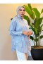 Embroidered Beaded Striped Shirt - Blue