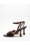 Nuit Éternelle Brown Heels Sandals Ankle-Tie |   8 cm Heel |   Patent Leather |   Orthopedic Sole - 2