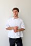 Basic Oversize White Poplin Crop Shirt - 4