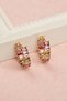 Women's Steel Tarnish-Resistant Colorful Baguette Stone Yellow Hoop Earrings