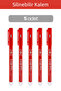 Erasable Ballpoint Pen - Red (5 Pieces)