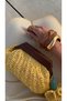 Handmade Wooden Burs Clove Charm Deyay Straw Bag (35X22Cm) - 7