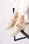 Jesica beige wrinkled women's flat shoe with money buckle