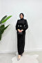 Seçil Glittery Hijab Evening Dress Black - 2